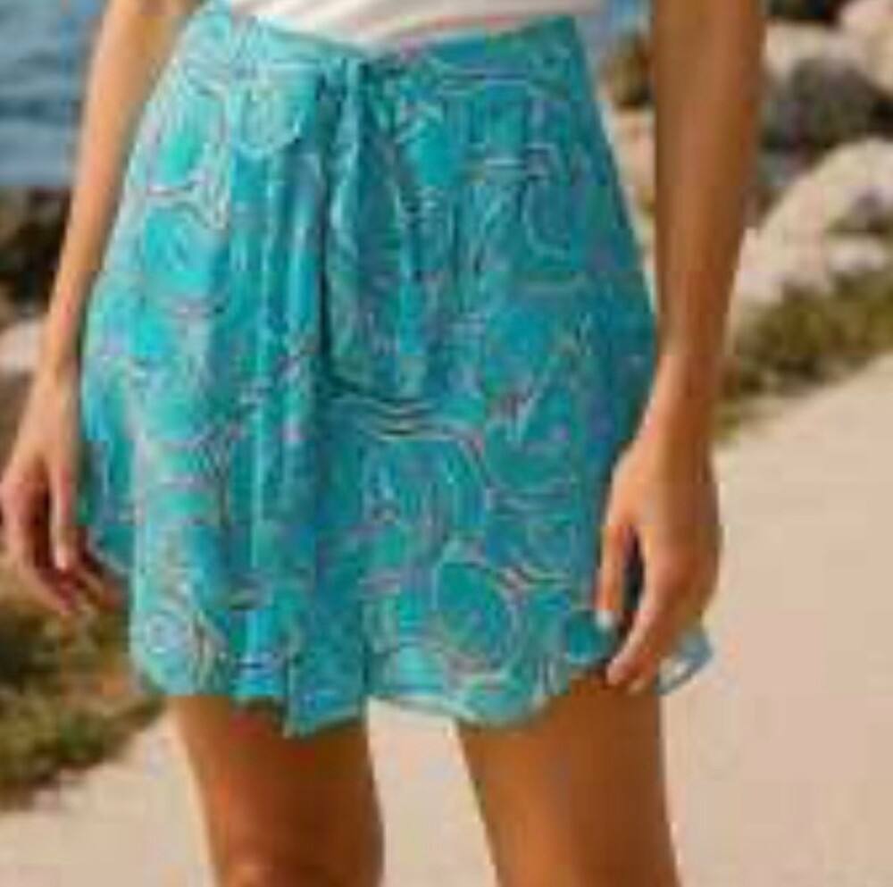 Milly Turquoise White Black Swirl Pattern Skirt - Size 0